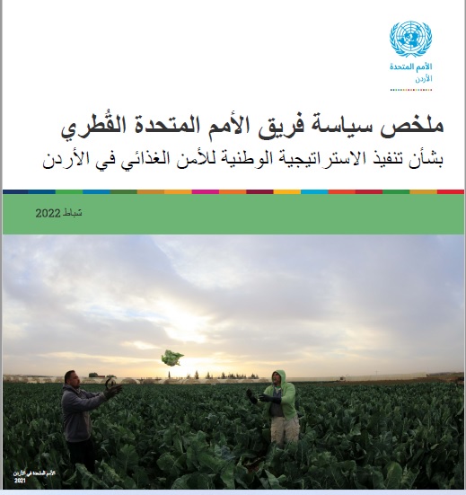 ملخص سياسة فريق الأمم المتحدة في الأردن بشأن تنفيذ الاستراتيجية الوطنية للأمن الغذائي